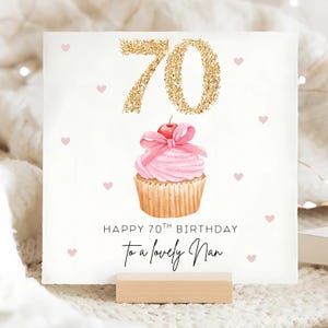 Carte de petit gâteau des 70 ans de Nan, carte spéciale des soixante-dix nounou, soixante-dixième anniversaire de Nan, carte personnalisée des 70 ans, cadeau pour grand-mère des 70 ans