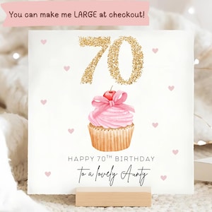 Carte de petit gâteau des 70 ans de tante, carte spéciale tante des 70 ans, tante des 70 ans, carte des 70 ans personnalisée, cadeau pour tante des 70 ans