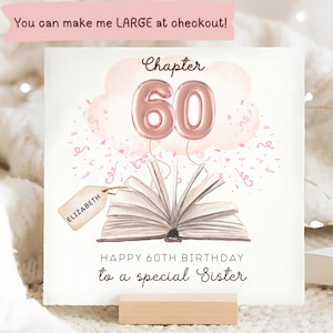 Sister Chapter 60 Birthday Card, Personalised Sister 60th Card, Sister Sixtieth Birthday Card, Sister Pink 60 Birthday Card, Sister 60th