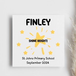 Carte personnalisée « Shine Bright » pour le premier jour d'école, profitez de votre carte pour le premier jour, carte porte-bonheur, fils, fille, petit-fils, petite-fille, étoiles