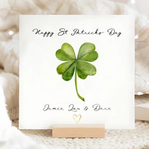 Carte personnalisée Happy St Patricks Day, carte trèfle irlandais, carte de la Saint-Patrick, carte de fête irlandaise, carte trèfle à quatre feuilles