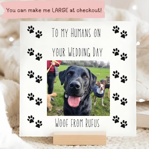 Tarjeta de boda con foto de mascota personalizada, de tu perro, mis humanos se van a casar, día de la boda, guau, padres de perros, día especial de los humanos