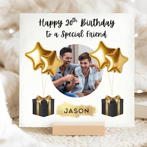 Carte d'anniversaire personnalisée avec photo d'un ami de 20 ans, carte Photo d'un ami a 20 ans, carte d'anniversaire de 20 ans d'un ami, cadeau Image avec une photo d'un ami