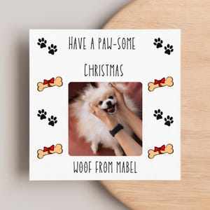 Custom Photo Dog Christmas Card To Humans, Personalised Christmas Card from Dog, Woof From, Present For Doggy Mum, Doggy Dad Card, Paw Print