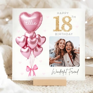 Carte personnalisée d'anniversaire d'un ami pour ses 18 ans, carte avec image personnalisée ballon en or rose, ami a 18 ans, ami dix-huitième anniversaire, Bestie 18e