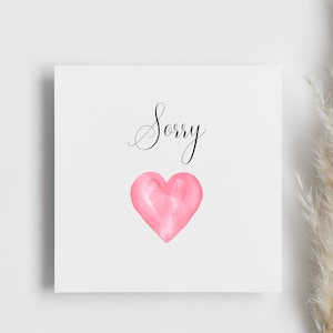Tarjeta de disculpas, tarjeta de disculpa, regalo para disculparse, disculpas, para ella, para él, enviando amor, tarjeta simple y elegante