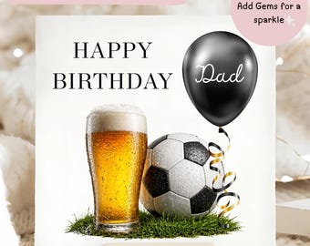 Tarjeta de cumpleaños de cerveza de fútbol para papá - Regalo de cumpleaños de cerveza personalizado para papá