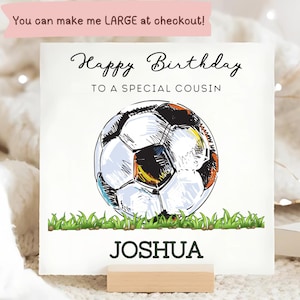 Cousin Footballer Personalised Birthday Card, Football Family Card, To My Cousin, Birthday Football Gift, Sports Player Card, Cousins