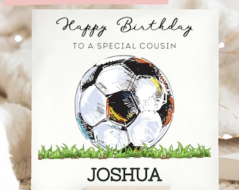 Cousin Footballer Personalised Birthday Card, Football Family Card, To My Cousin, Birthday Football Gift, Sports Player Card, Cousins