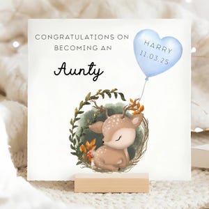 Carte de félicitations tante nouvelle, carte neveu personnalisée nouveau bébé, carte vous êtes une tante, carte de bienvenue nouveau bébé, nouveau bébé mignon