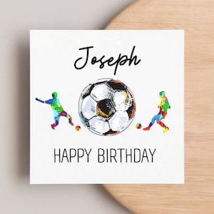 Personalised Football Happy Birthday card | simple card | for him | boys | ball | footy players | football mad | child | teen | team player