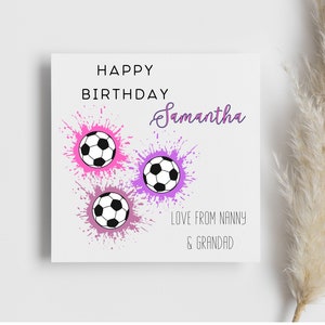 Carte d'anniversaire personnalisée de football pour filles, cadeau pour footballeuse, anniversaire girl power, joueuse de football de base, la célébrer, pour elle