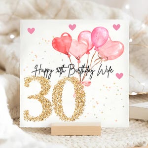 Wife 30th Birthday Personalised Card, Wifey Birthday Card, Thirty Birthday, Wife Turns Thirty, For My Lovely Wife, Happy Birthday Wife