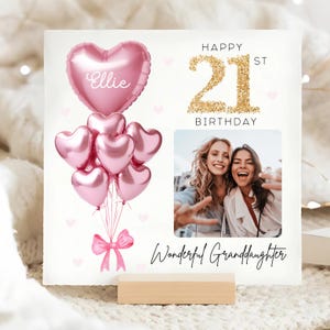 Carte personnalisée d'anniversaire de petite-fille 21e, carte personnalisée de ballon d'or rose d'image, petite-fille a 21 ans, petite-fille 21e