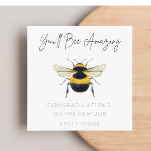 Vous serez une abeille incroyable nouvelle carte de travail, carte personnalisée, carte de départ, félicitations, carte de nouveau chapitre, pour elle, pour lui, collègue, ami