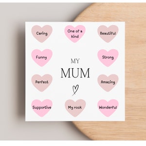 Carte « Raisons pour lesquelles je t'aime » de ma mère, carte d'anniversaire, anniversaire de maman, carte de remerciement pour maman, cadeau pour ma mère, carte de maman significative