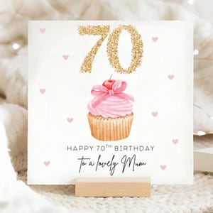 Carte de cupcake des 70 ans de maman, carte des 70 ans spéciale maman, 70e anniversaire de maman, carte des 70 ans personnalisée, cadeau pour maman des 70 ans, maman, maman