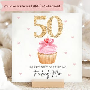 Carte de cupcake pour les 50 ans de maman, carte spéciale 50 ans maman, cinquantième anniversaire de maman, carte personnalisée des 50 ans pour maman, carte des 50 ans pour maman, maman, maman