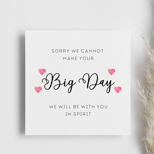 Sorry We Cannot Make Your 'Big Day' Card, Personalised Sorry Card, Apologies Card, We Are So Sorry Card, Cannot Make It Card, Apologising