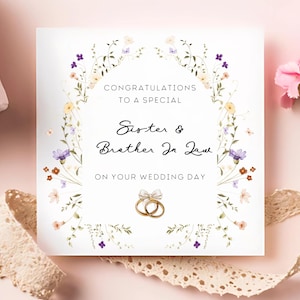 Carte de mariage ma soeur et beau-frère, ma soeur va se marier, cadeau pour couple, sur votre carte de mariage, floral personnalisé