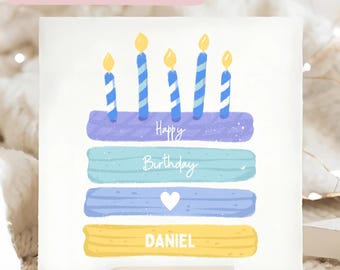 Tarjeta de cumpleaños para hombre con forma de pastel, tarjeta de cumpleaños personalizada, tarjeta para hombre (miembro de la familia), tarjeta de cumpleaños para él, regalo de pastel de cumpleaños, tarjeta para hombre