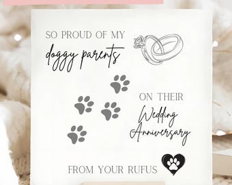 Personalisierte Hundeeltern Hochzeitsjubiläumskarte, für meine Menschen, von Ihrem Hund, Hündchenmutter, Hündchenpapa, Wuff von, von Ihrer Haustierkarte, von Ihren Pfoten