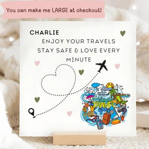 Bonne chance avec votre Travelling Card, voyageur individuel, carte autour du monde, cadeau pour une nouvelle aventure, personnalisé, avion, nouveaux pays