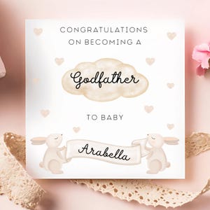 Tarjeta de felicitaciones por ser padrino, tarjeta para ahijado/a recién nacido/a, tarjeta personalizada para nuevo padrino/a, bebé recién nacido/a, bebé recién nacido/a niña