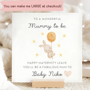 Personalised Maternity Leave Card, Bunny Rabbit Card, Leaving Work Card, Good Luck Card, Mummy To Be Card, Pregnancy, Coworker, Baby coming