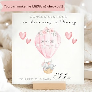 Tarjeta de felicitaciones por convertirse en niñera, tarjeta para una niña, tarjeta personalizada para la abuela, tarjeta para la nueva nieta, felicitaciones a Nan, Nanna