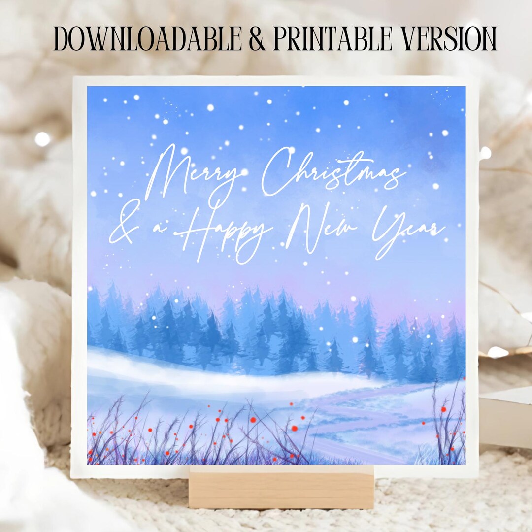 Merry Christmas Winter Scene Card Design, Digital Download, Xmas Card ...