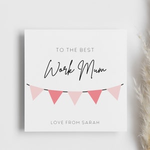 Carte personnalisée « Work Mum », carte d'anniversaire, pour elle, carte de collègue, cadeau de collègue, patron, employé de bureau, dame spéciale, carte douce