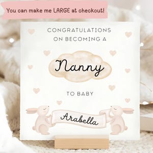 Congrats on Becoming A Nanny Card, New Baby Grandchild Card, Personalised New Nanny Card, Newborn Baby Boy, Newborn Baby Girl, Nan, Nanna
