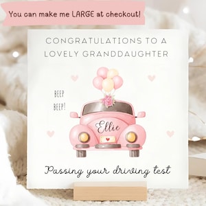 Tarjeta de felicitación por el examen de conducir aprobado de la nieta, tarjeta de felicitaciones por haberlo logrado, tarjeta de nieta aprobada, nieta personalizada