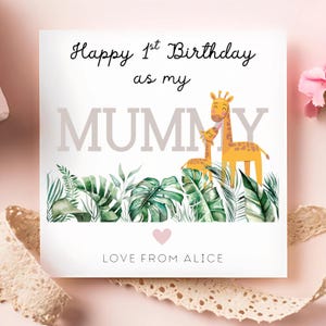 First As My Mummy Birthday Card, Giraffe Mummy Birthday Card, 1st As My Mummy Birthday, Jungle Theme Mummy Card, Lovely Mummy Card