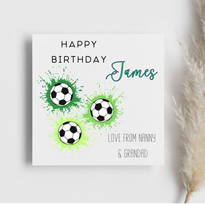 Personalised Splash Football Birthday card, for him from me, gift for footballer, gift for him, gift for son, card for son grandson friend