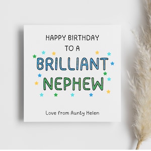 Brillante carte d'anniversaire de neveu, carte personnalisée, cadeau pour neveu, carte de voeux d'anniversaire pour lui, sa carte d'anniversaire, cadeau de tante
