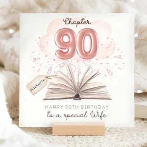 Wife Chapter 90 Birthday Card, Personalised Wife 90th Card, Wifey Ninetieth Birthday Card, Wife Pink 90 Birthday, Lovely Wife Card
