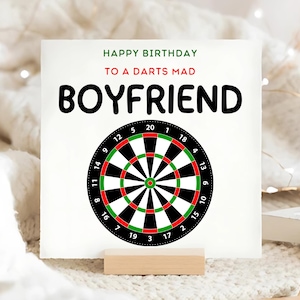 Carte d'anniversaire fou de petit ami, carte d'anniversaire spéciale petit ami, joyeux anniversaire petit ami, fiancé, carte d'amateur de fléchettes, de votre petite amie