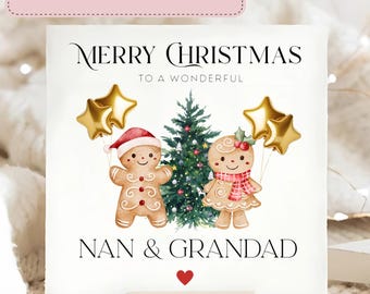 Nan & Grandad Christmas Card, Personalised Couple Xmas Card, Gingerbread Couple Card, Nanny and Grandad Personalised Card