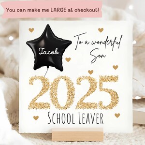 Son 2025 School Leaver Card, Personalised Black Gold Balloon Card, Wonderful Son School Leaving Card, Son Congratulations Gift, Son Leaver