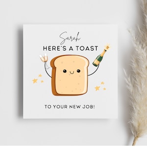 Carte personnalisée toast à votre nouvel emploi, carte de collègue, bravo, félicitations, célébration, travaux de déménagement, cadeau pour quitter son travail, humour drôle