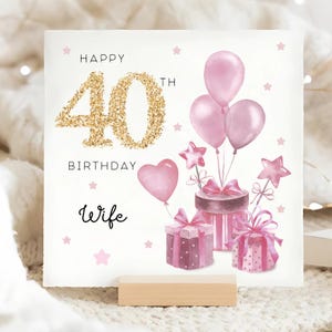 Wife 40th Birthday Presents Card, Personalised Wife Birthday Card, Wifey Fortieth Birthday Card, Wife Turns 40, Lovely Wife Card