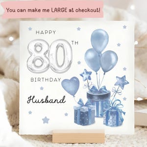 Husband 80th Birthday Presents Card, Personalised Husband Birthday Card, Husband Eightieth Birthday Card, Husband Turns 80 Card