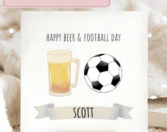 Beer & Football Day Birthday Card, Personalised Man Birthday Card, Funny Birthday Card, Football Lover Birthday Card, Footy Mad Birthday