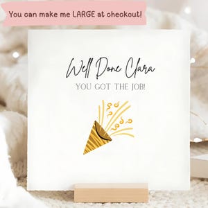 Tarjeta personalizada "Conseguiste el trabajo", bien hecho, promoción, trabajo, tarjeta de bien hecho, regalo para ella, para él, trabajó duro, nuevo trabajo, tarjeta de carrera