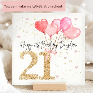 Carte d'anniversaire ballon rose fille 21 ans, carte d'anniversaire fille 21 ans personnalisée, 21 ans fille, cadeau d'anniversaire fille 21 ans