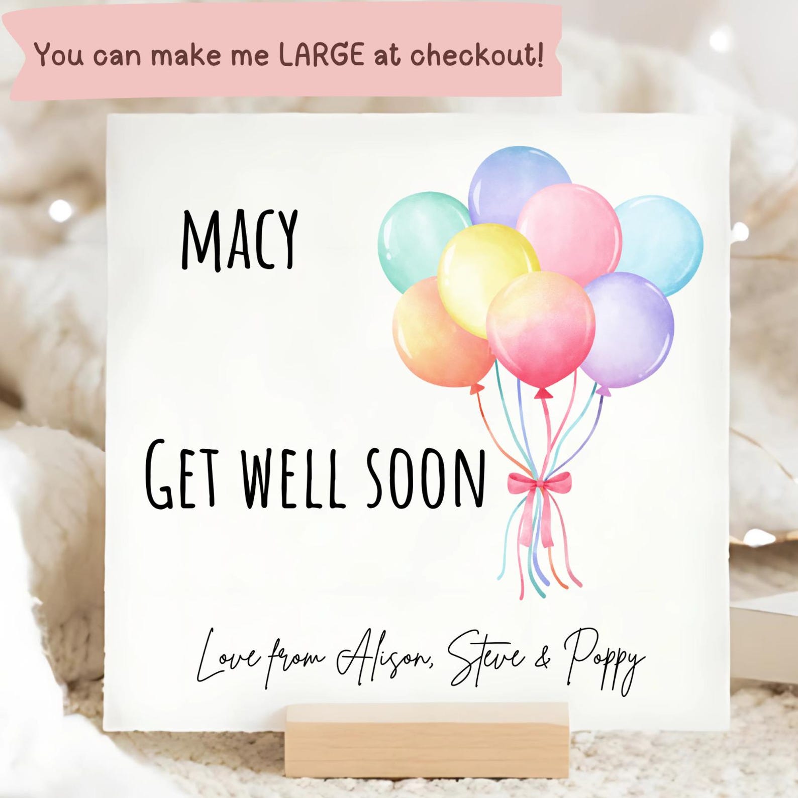 Personalised Get Well Soon Card, Balloon Get Better Soon Card, Sending ...