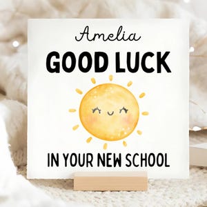 Carte personnalisée de chance dans votre nouvelle école, Carte de chance pour l'école, Carte de rentrée scolaire, Carte de nouveau chapitre, Carte de chance, Soleil