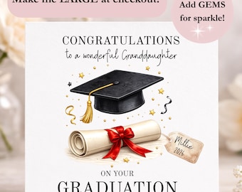Granddaughter Graduation 2026 Card, Congratulations Granddaughter Card, Personalised Graduation Card, Well Done Granddaughter Card